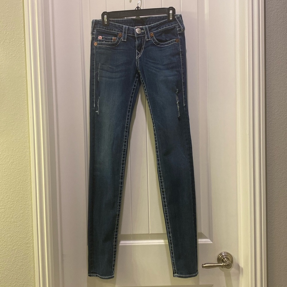 True Religion straight leg blue jeans. Size 27.